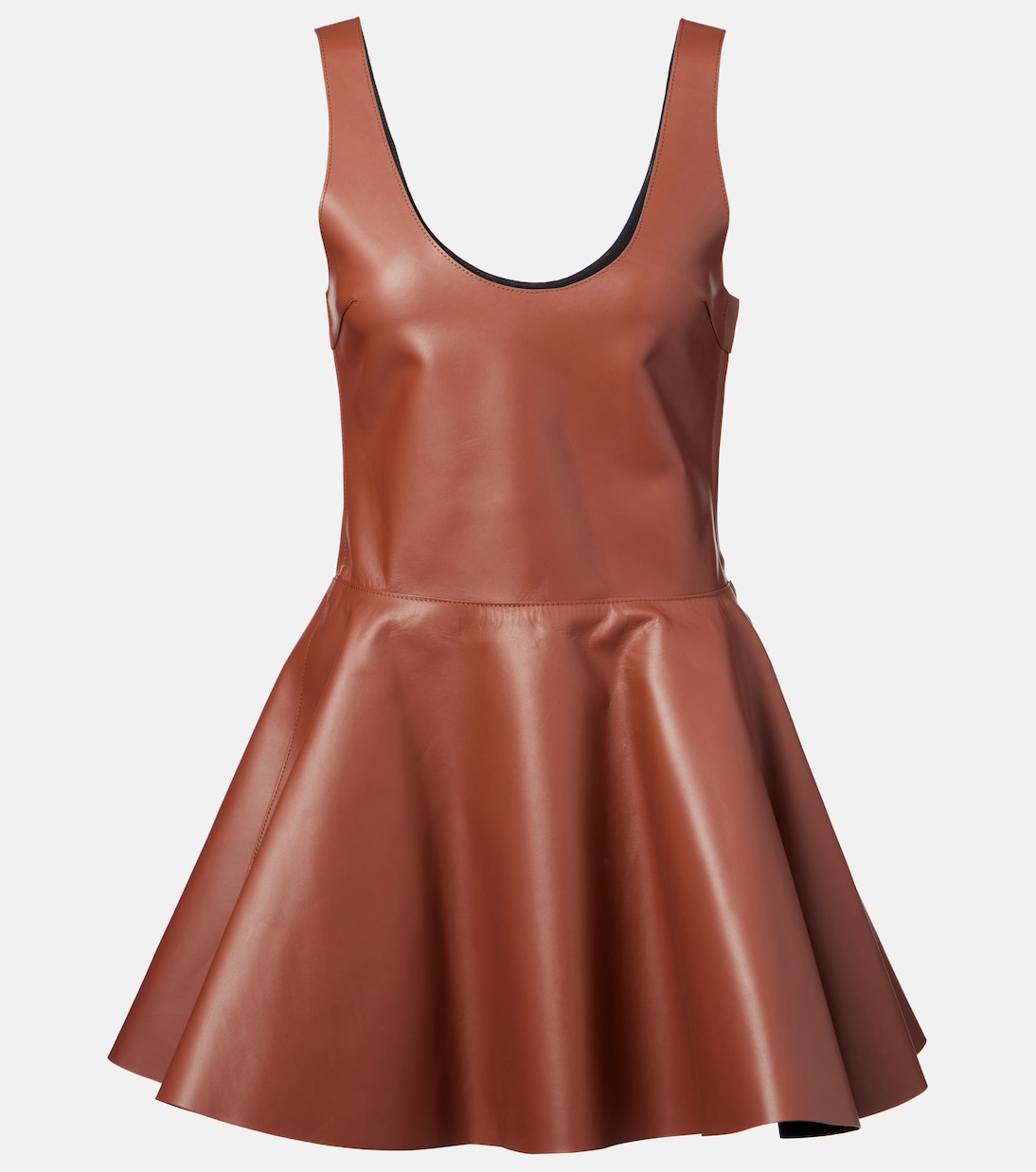 

Мини-платье из кожи с баской JW Anderson, Chestnut