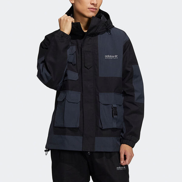 Куртка Men's adidas originals Alphabet Printing Contrasting Colors Hooded Track Jacket Black, черный — фото 2
