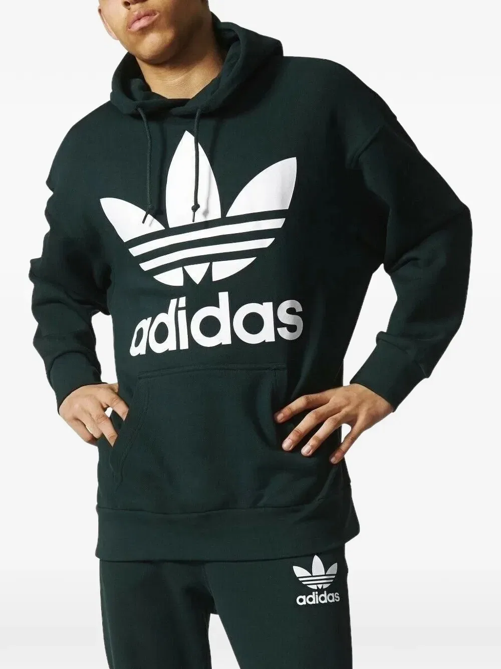 Худи с разноцветным трилистником Adidas, зеленый
