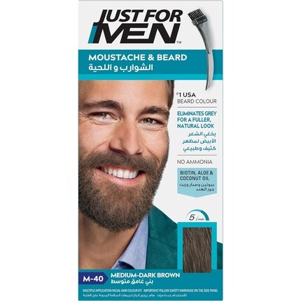 Краска для усов и бороды темно-коричневого цвета с кисточкой-аппликатором, Just For Men — фото 2