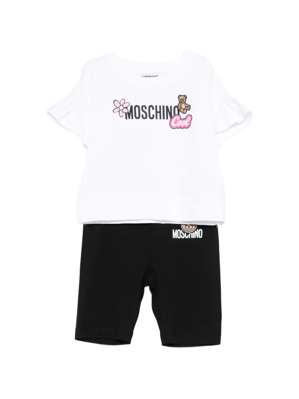 Комплект из двух вещей: шорты с оборками Moschino Kids, белый