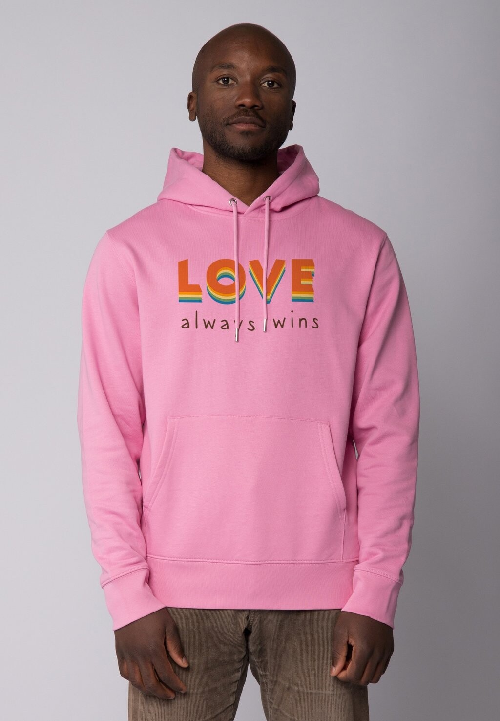 

Толстовка с капюшоном LOVE ALWAYS WINS watapparel, светло-розовый