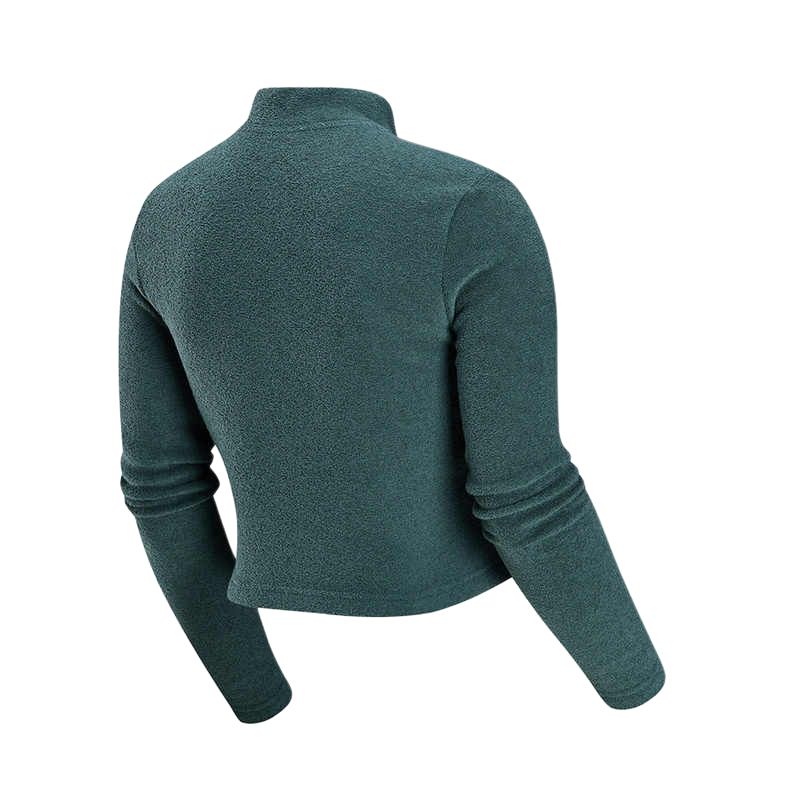 Спортивная кофта Sportswear Phoenix Plush для женщин, уютная флисовая модель с длинным рукавом и молнией на половину Nike, зеленый — фото 4