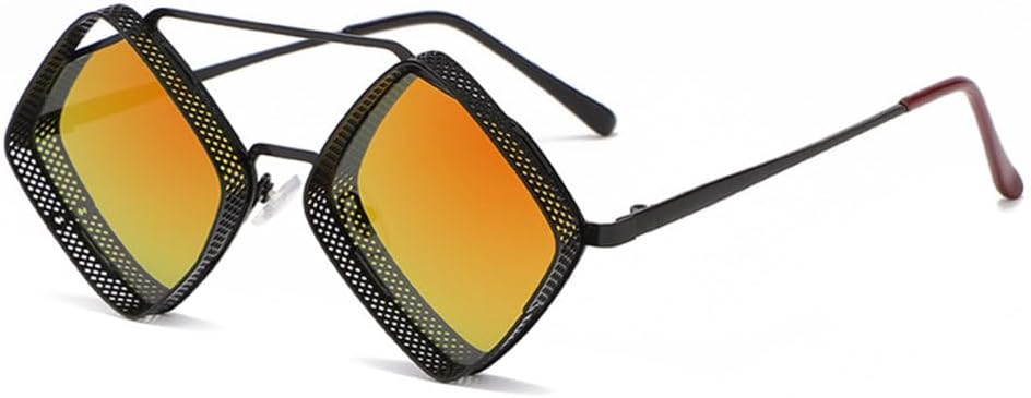 

Солнцезащитные очки в стиле ретро-стимпанк для мужчин, металлическая полая оправа, градиентные зеркальные линзы, защита от УФ-излучения UV400, женские солнцезащитные очки в стиле панк generic, Black Red Mirror