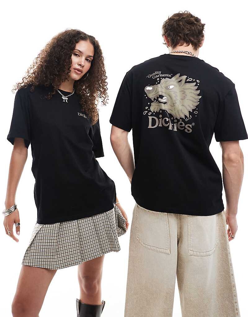 

Черная футболка Dickies Round Up с принтом на спине