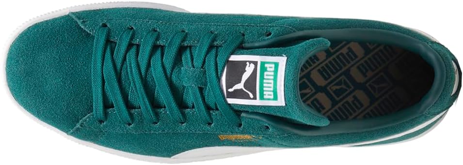 Мужские замшевые классические кроссовки PUMA с шнуровкой - повседневные, зеленые — фото 4
