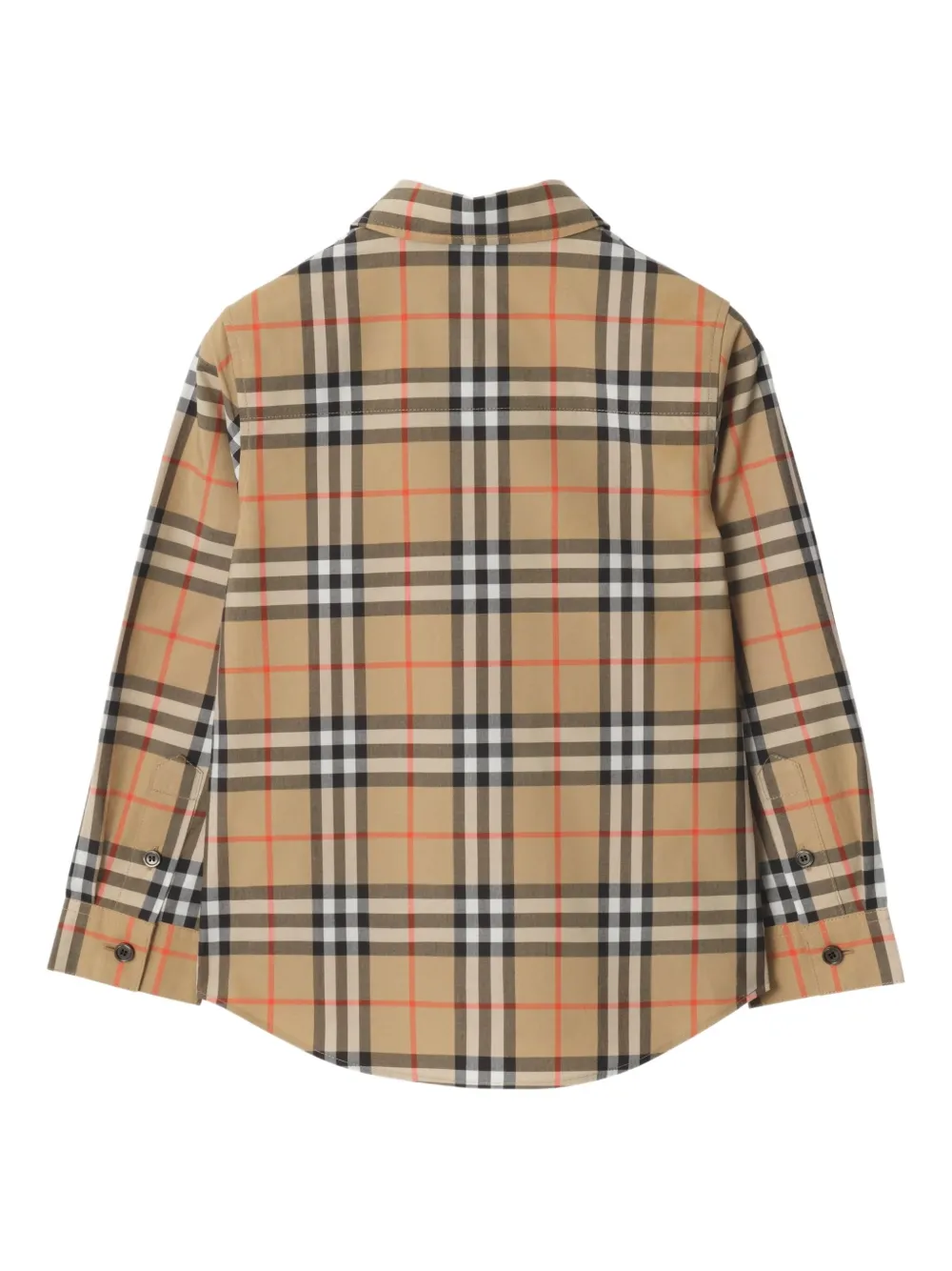Рубашка из хлопка в клетку Burberry Kids, бежевый — фото 2