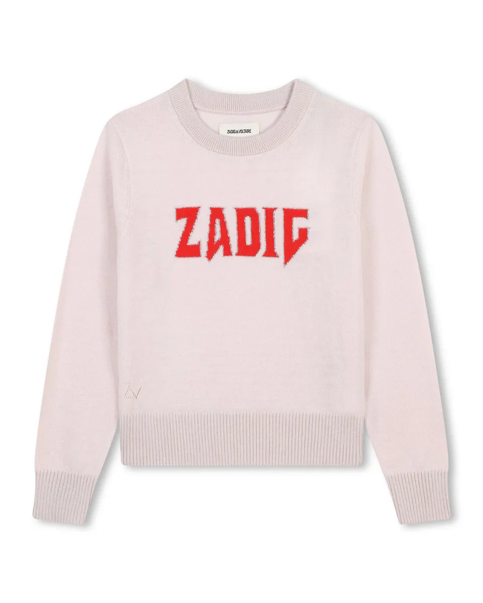 

Розовый свитер с длинными рукавами для девочки Zadig & Voltaire, цвет Salmón