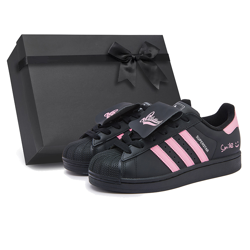 

Adidas Originals Superstar 2 Gothic Sweet Pink Low top Kids' Skateboarding Shoes Black Pink Teenagers