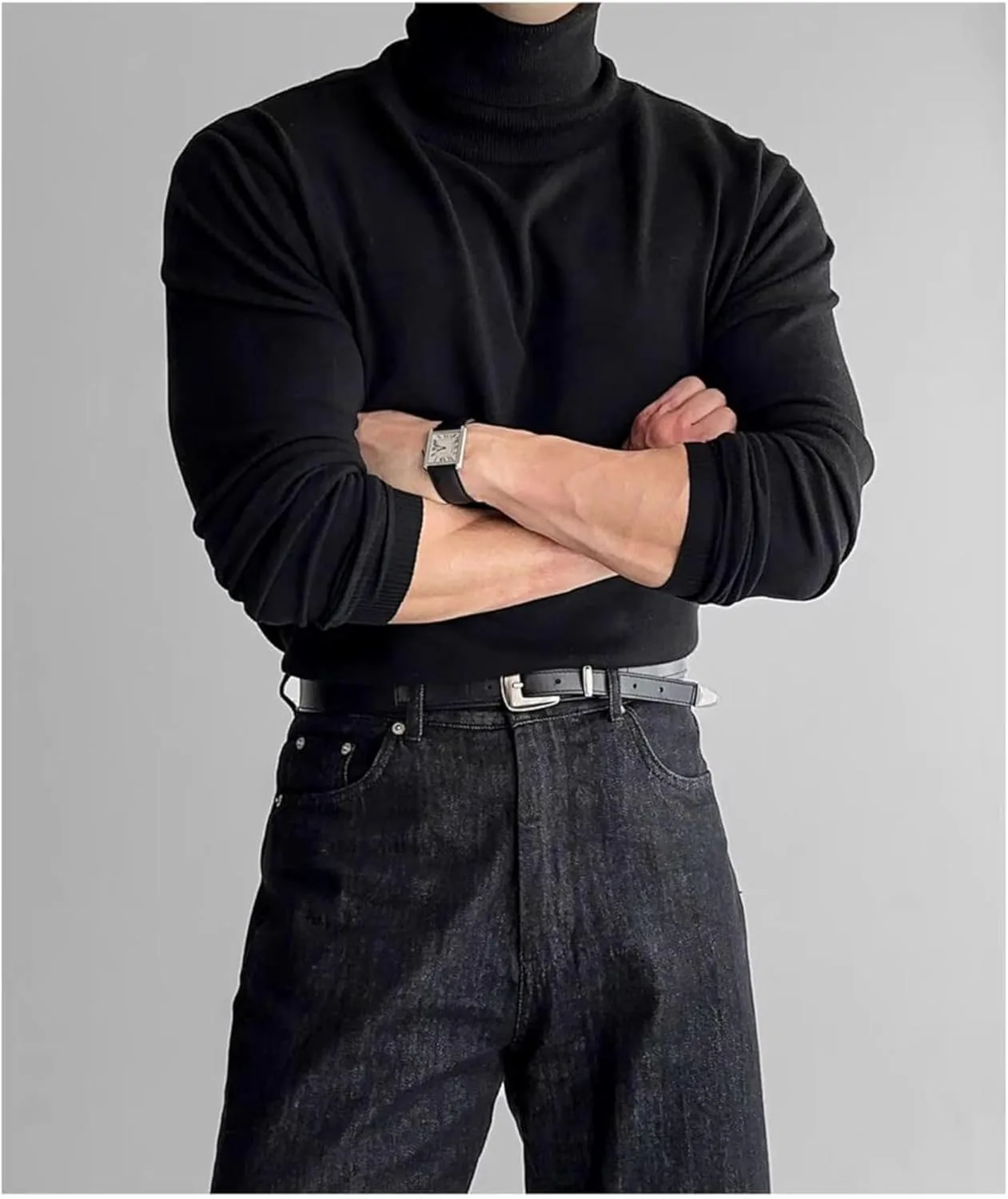 Мужской классический водолазка с длинным рукавом Slim Fit — фото 3