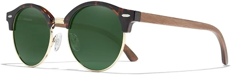 

Дизайнерские поляризованные деревянные солнцезащитные очки для мужчин/женщин с защитой от УФ-излучения UV400, круглые солнцезащитные очки UJNHGQ, Green G15