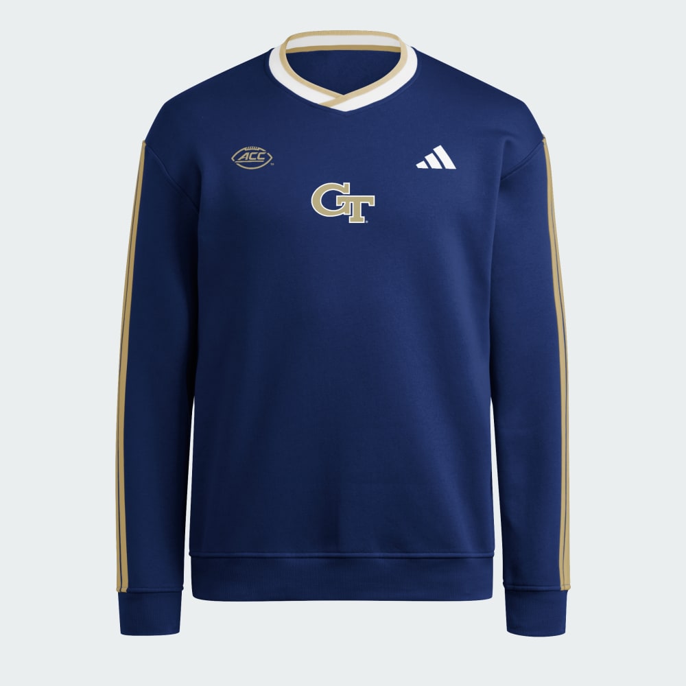 

Куртка Adidas Georgia Tech Yellow Jackets 3-Stripes Fleece Jersey Crew, цвет Team Navy/White