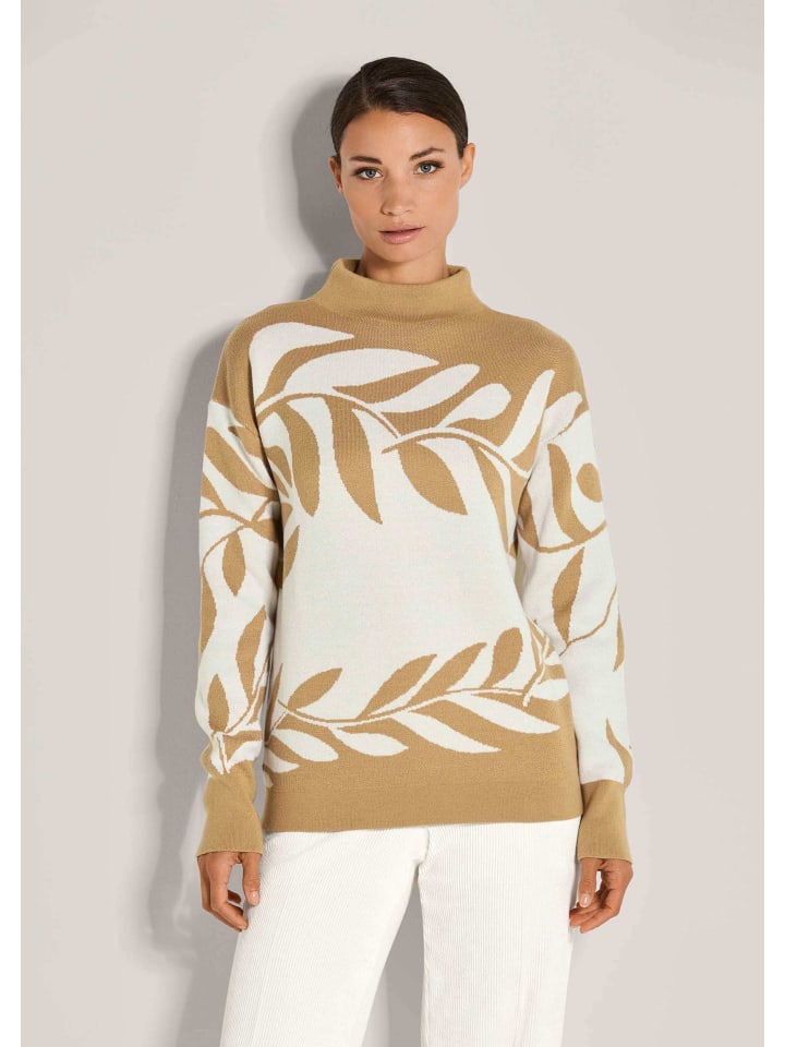 

MADELEINE Современный зимний свитер с цветочным узором карамельного/бежевого цвета