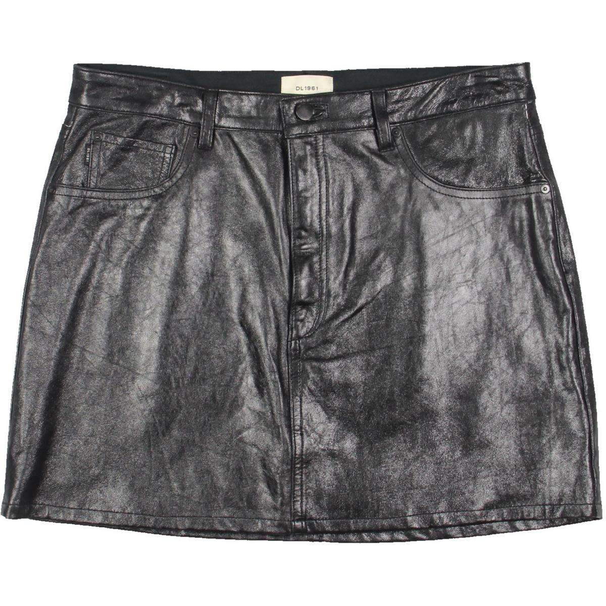 

Короткая мини-юбка из кожи ягненка Alma Womens DL1961, черный