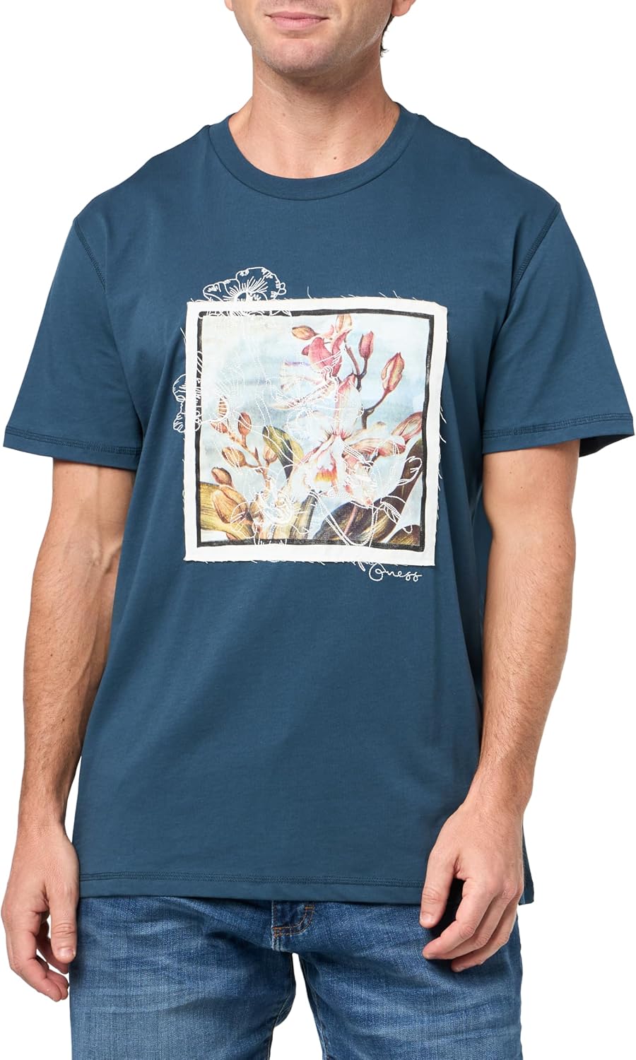 

Мужская футболка Guess Eco с коротким рукавом и цветочным принтом, Moonlit Night