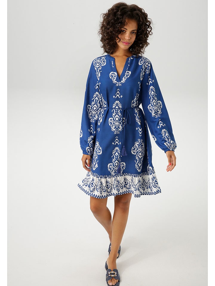 

Короткое платье Aniston, синий/белый