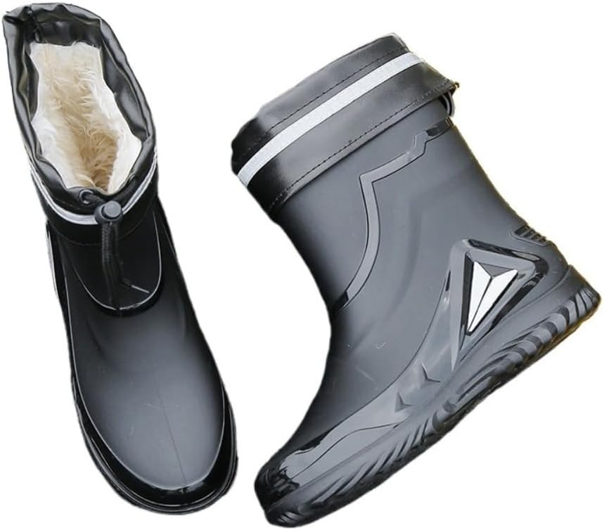 

Водонепроницаемые мужские ботинки Spedify для улицы - зимние резиновые сапоги, стойкие к грязи и дождю, средней высоты, утепленные с регулируемой застежкой для сада, рыбалки и охоты, черный