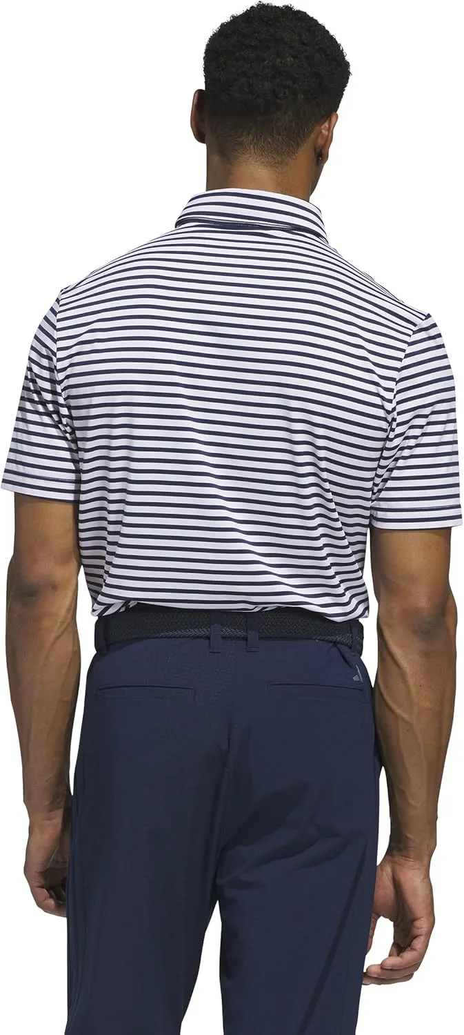 Футболка-поло Adidas Golf Men's ULTIMATE365 в полоску, белый/синий — фото 3