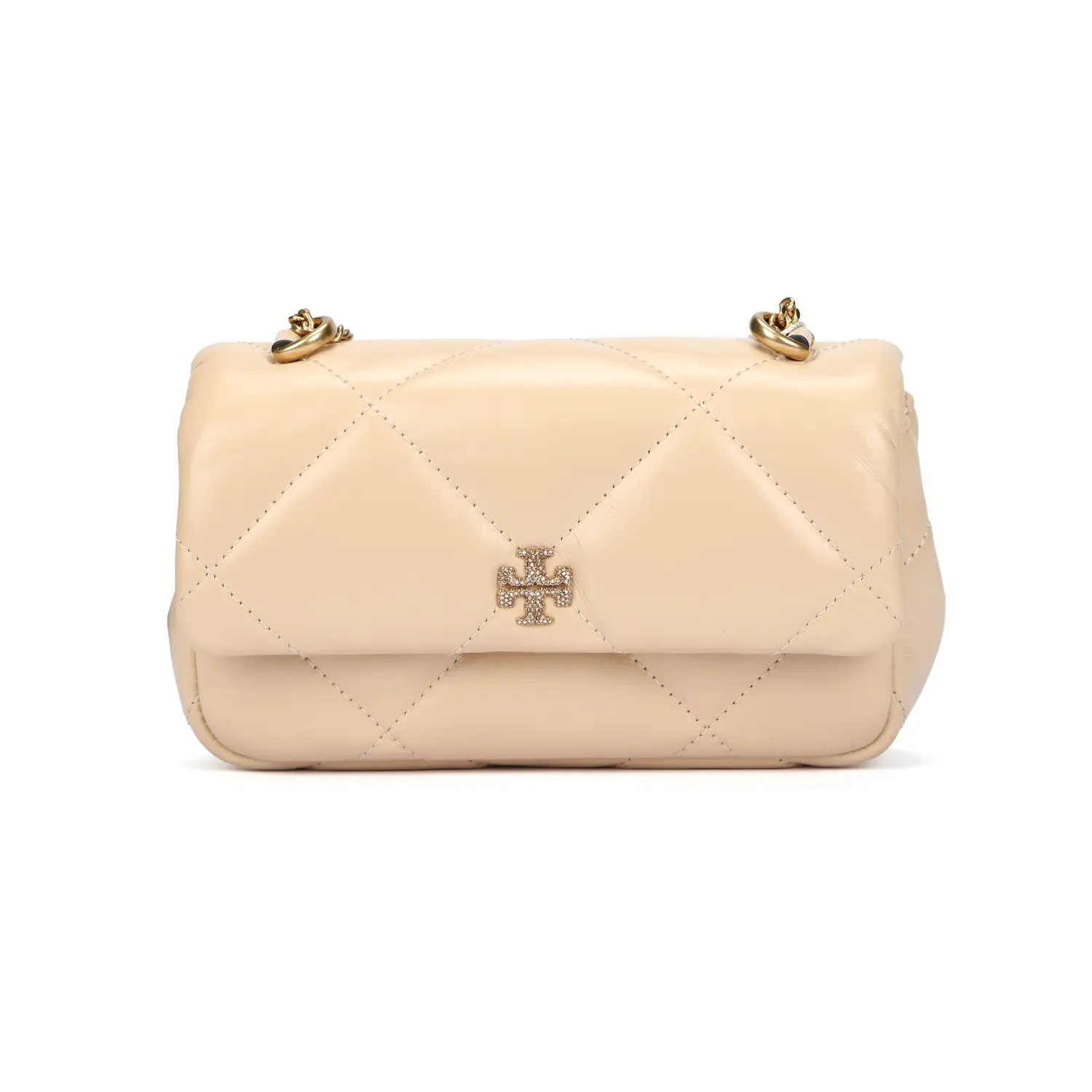 

TORY BURCH Кожаная мини-сумка кроссбоди через плечо женская бежевая