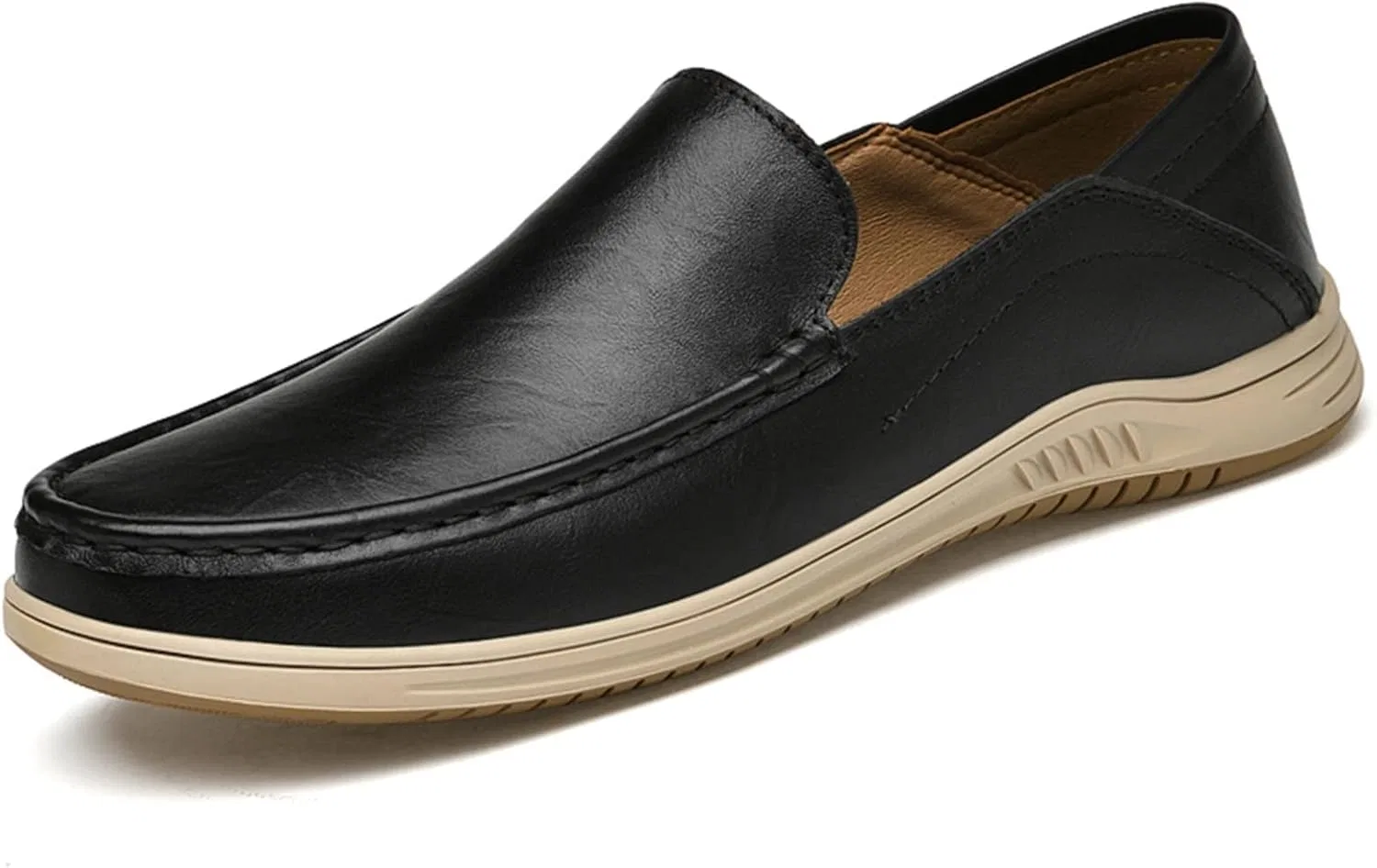 Мужские лоферы, кожа, Round Toe, Black DFHXALH