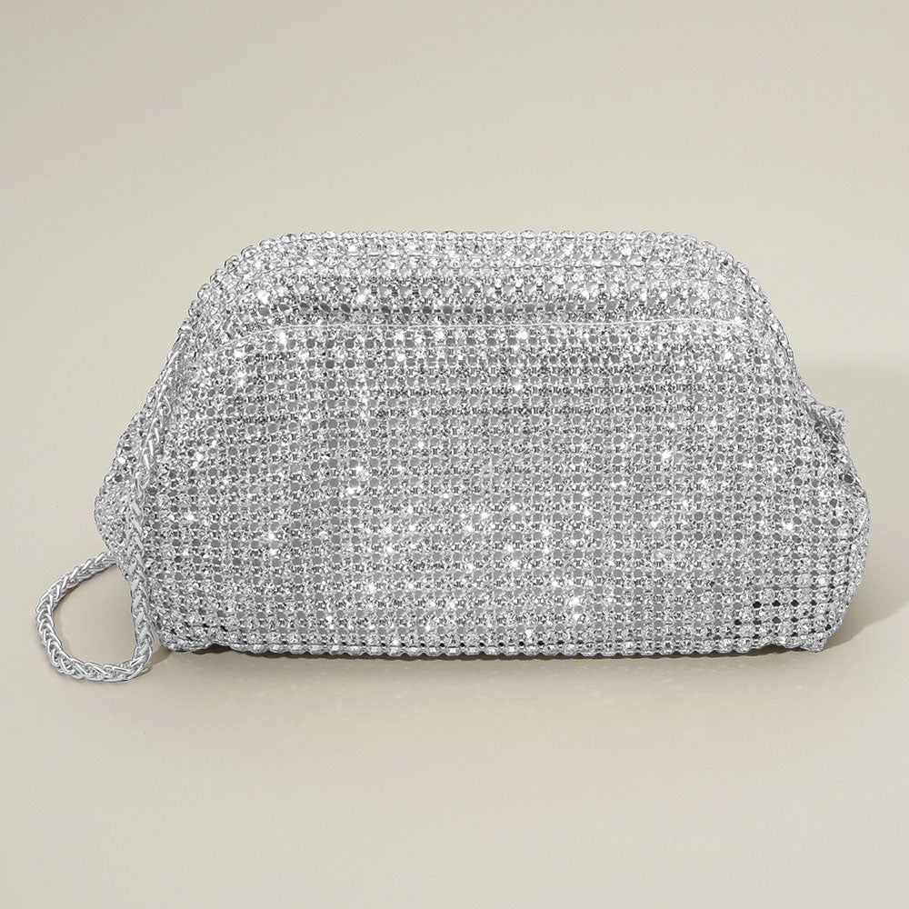 

Блестящий вечерний клатч с сеткой и стразами через плечо FASHNZFAB