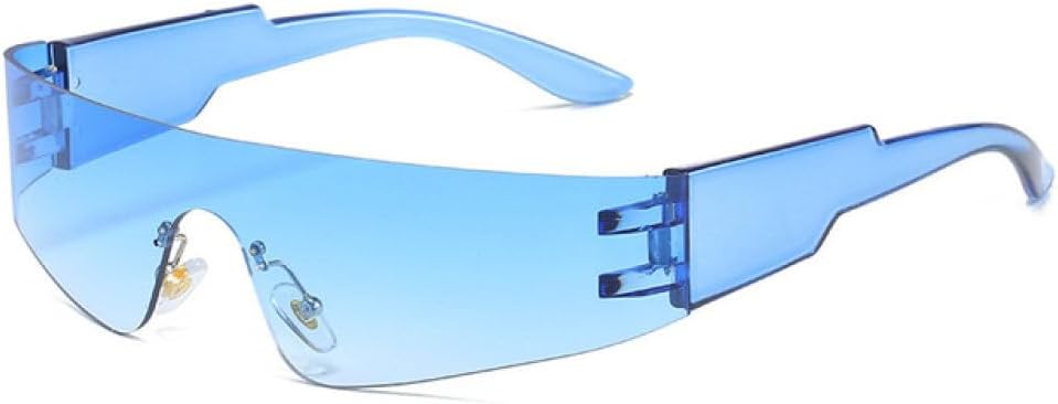 

Солнцезащитные очки LVTFCO в стиле стимпанк без оправы для женщин и мужчин, цельные спортивные очки, модные солнцезащитные очки с зеркальными линзами, разноцветные очки, Blue