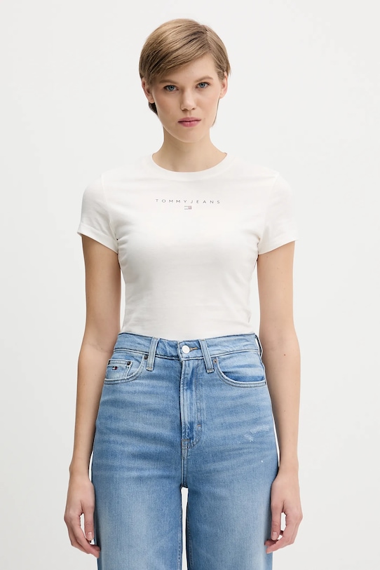 

Хлопковая футболка Tommy Jeans, бежевый