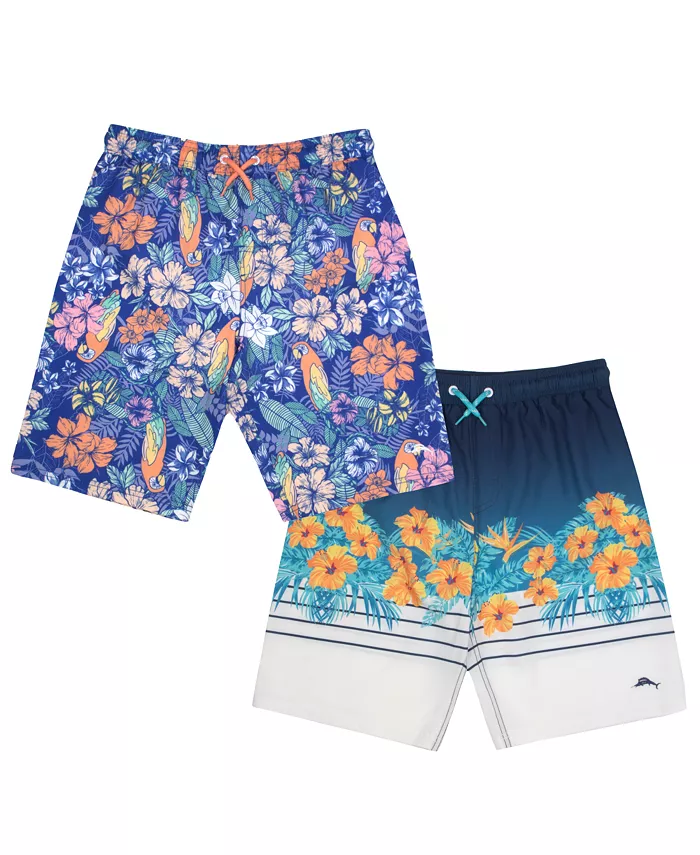 

Летний комплект Big Boys из двух предметов: плавки-шорты на резинке с принтом Tommy Bahama, синий