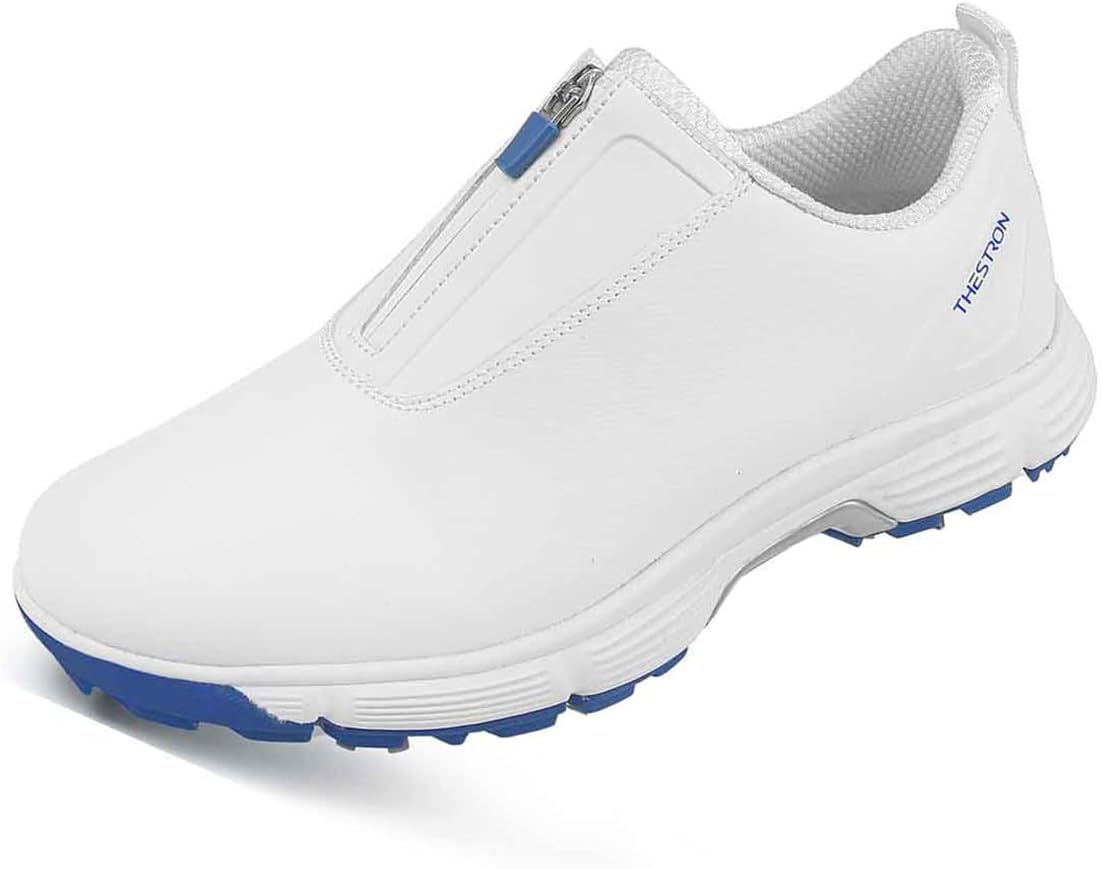 

Мужские кожаные прогулочные гольф-кроссовки VEACAM с молнией, удобные для отдыха и фитнеса, белый