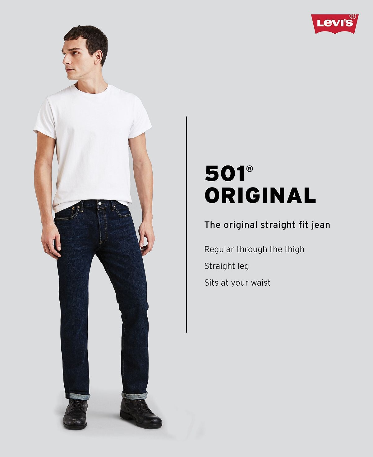 Мужские эластичные джинсы с пуговицами 501 Original Fit Fly Levi's — фото 4