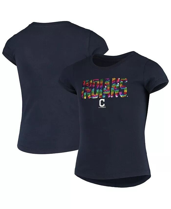 

Футболка Big Girls Navy Cleveland Indians с пайетками New Era