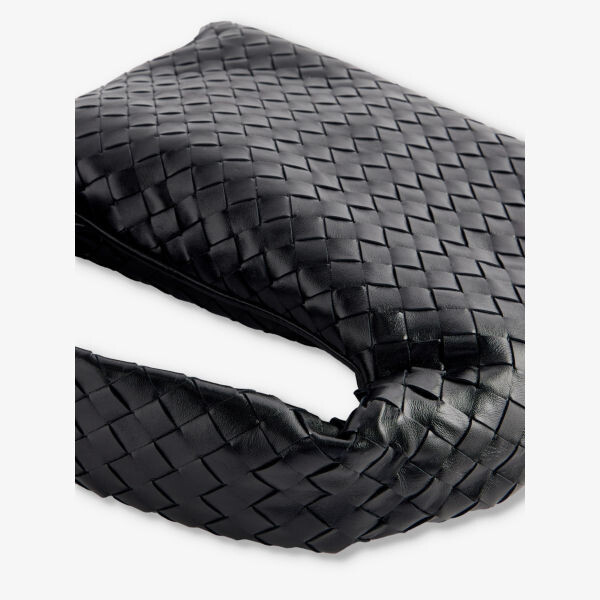 Сумка-Хобо из кожи Intrecciato-Weave среднего размера Bottega Veneta, черный — фото 2