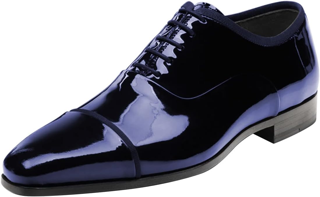 

Мужские классические оксфорды FSJ с ручной шнуровкой, лакированная кожа, мысок, деловые формальные туфли, размеры 4-16 США, синий