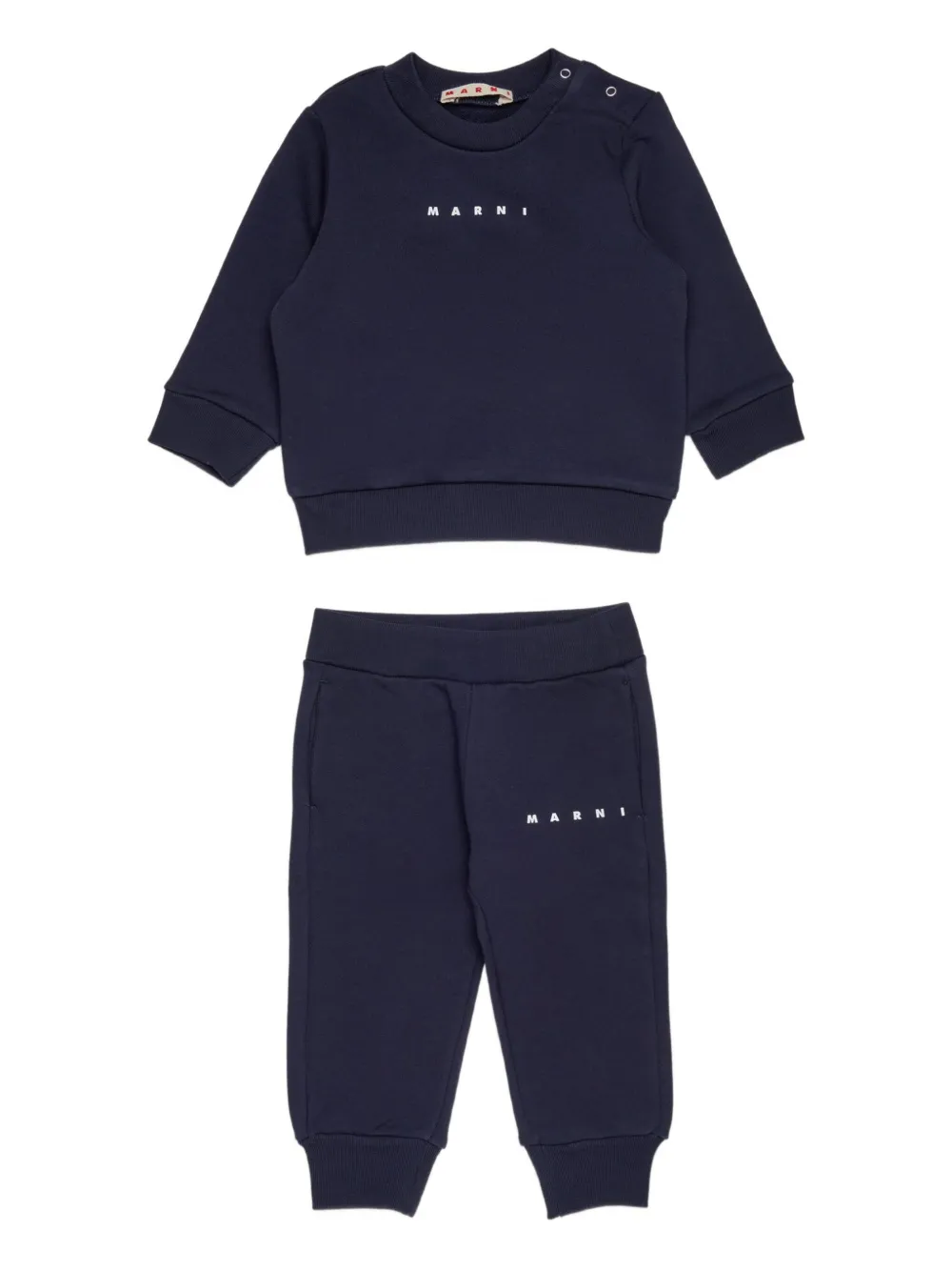 

Хлопковый спортивный костюм с логотипом Marni Kids, синий