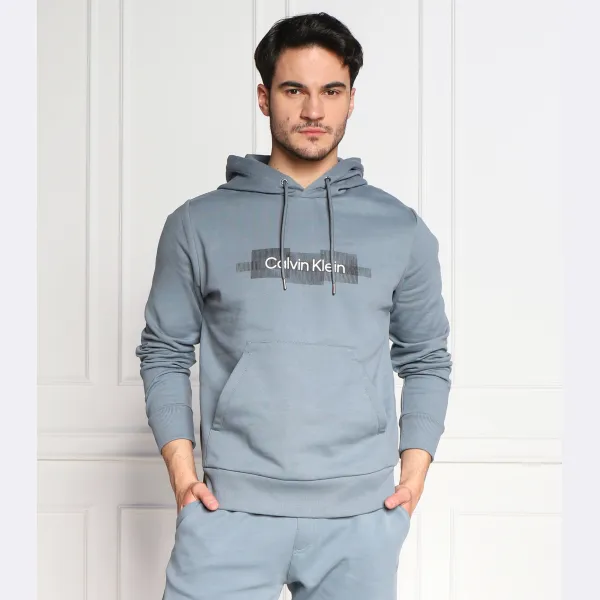 Толстовка обычного кроя в полоску с логотипом Calvin Klein, синий — фото 2