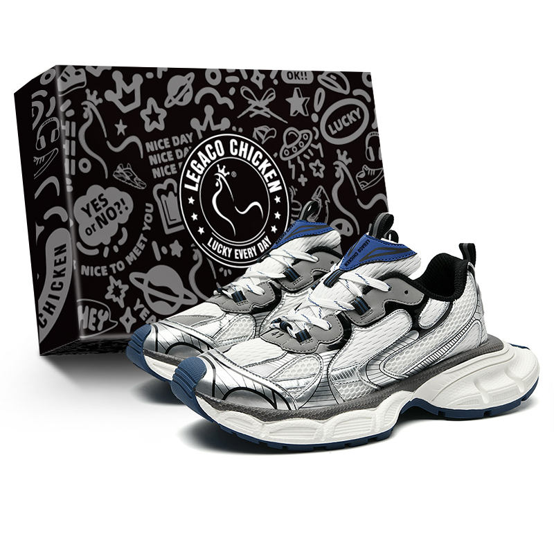 

Legaco Chicken Дышащие амортизирующие низкие массивные кроссовки на платформе унисекс бело-голубые, цвет White Blue