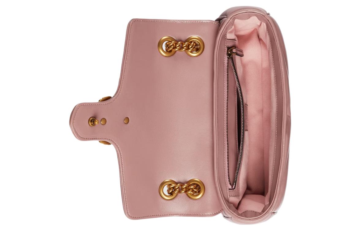 Женская сумка через плечо GUCCI GG Marmont из стеганой кожи, розовая — фото 3