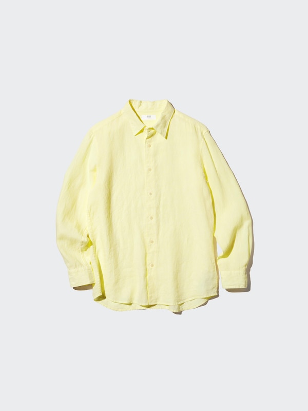 Рубашка из 100% премиального льна Uniqlo, 41 yellow — фото 3