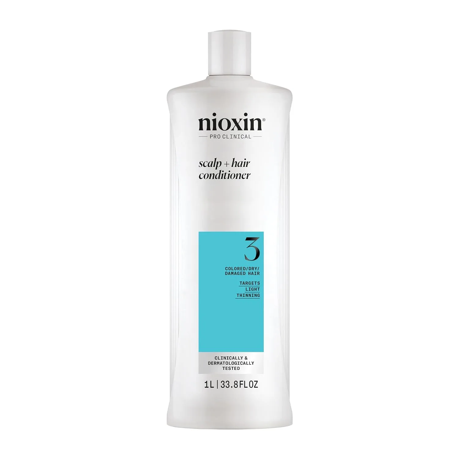 Nioxin System 3 кондиционер для уплотнения кожи головы и волос для окрашенных, сухих и поврежденных волос с легким истончением, поддерживает яркость цвета, укрепляет и питает с ниацинамидом и биотином, способствует жизненной силе 1000 мл (.)