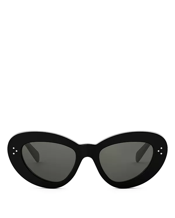 Солнцезащитные очки Havana 3 dots в форме кошачьих глаз, 52 мм Celine, черный — фото 2