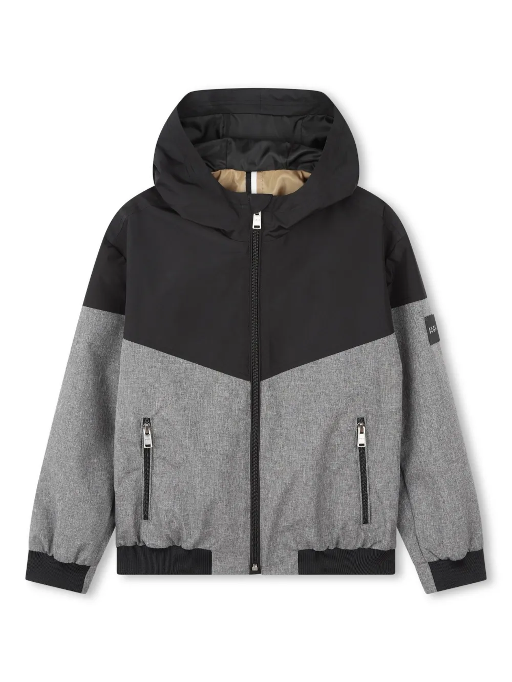 

Ветровка с капюшоном и логотипом BOSS Kidswear, черный