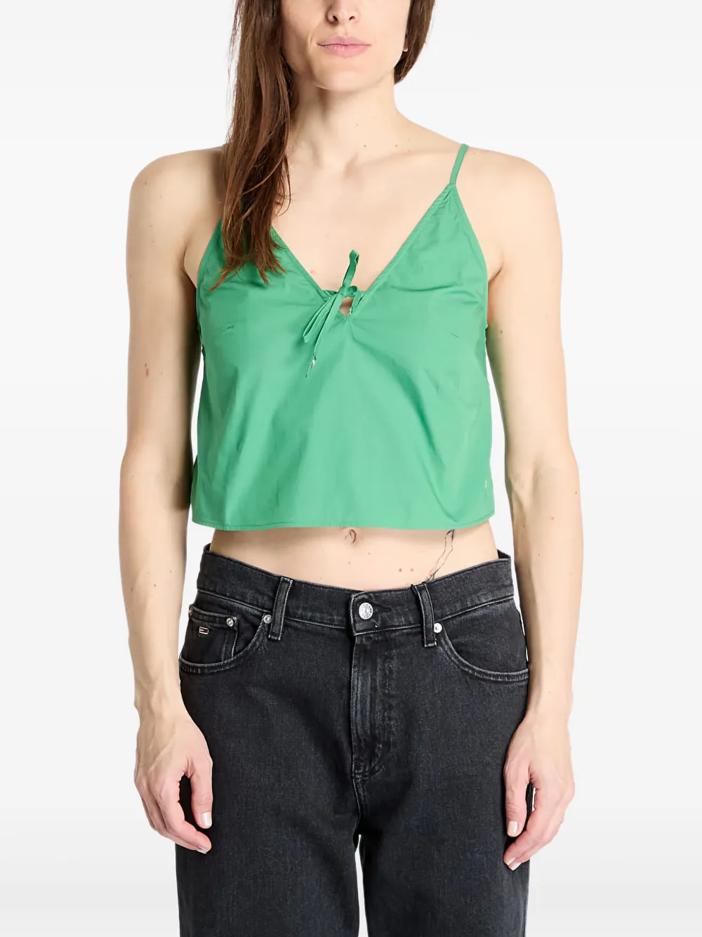 

Поплиновый топ на бретелях Tommy Hilfiger, зеленый