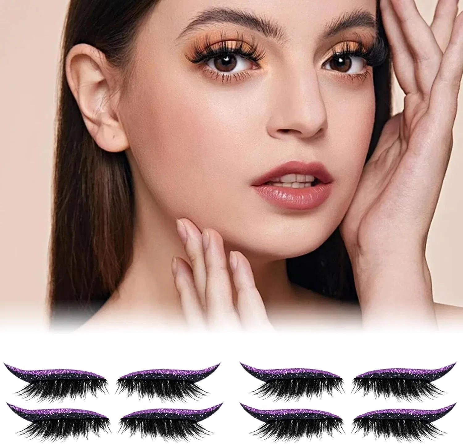 Многоразовые накладные ресницы Strap Lash 4 шт, фиолетовые — фото 3