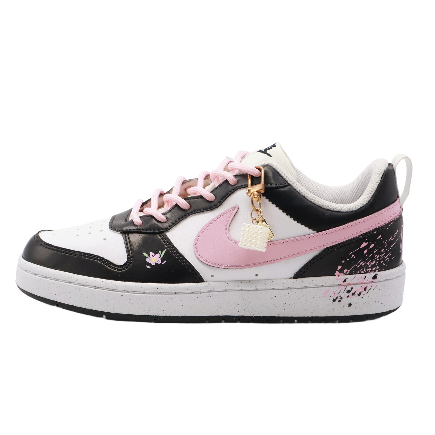 

Nike Бордовые детские скейтерские кроссовки Court Borough Cherry Blossom Rain Anti kick Low top черные