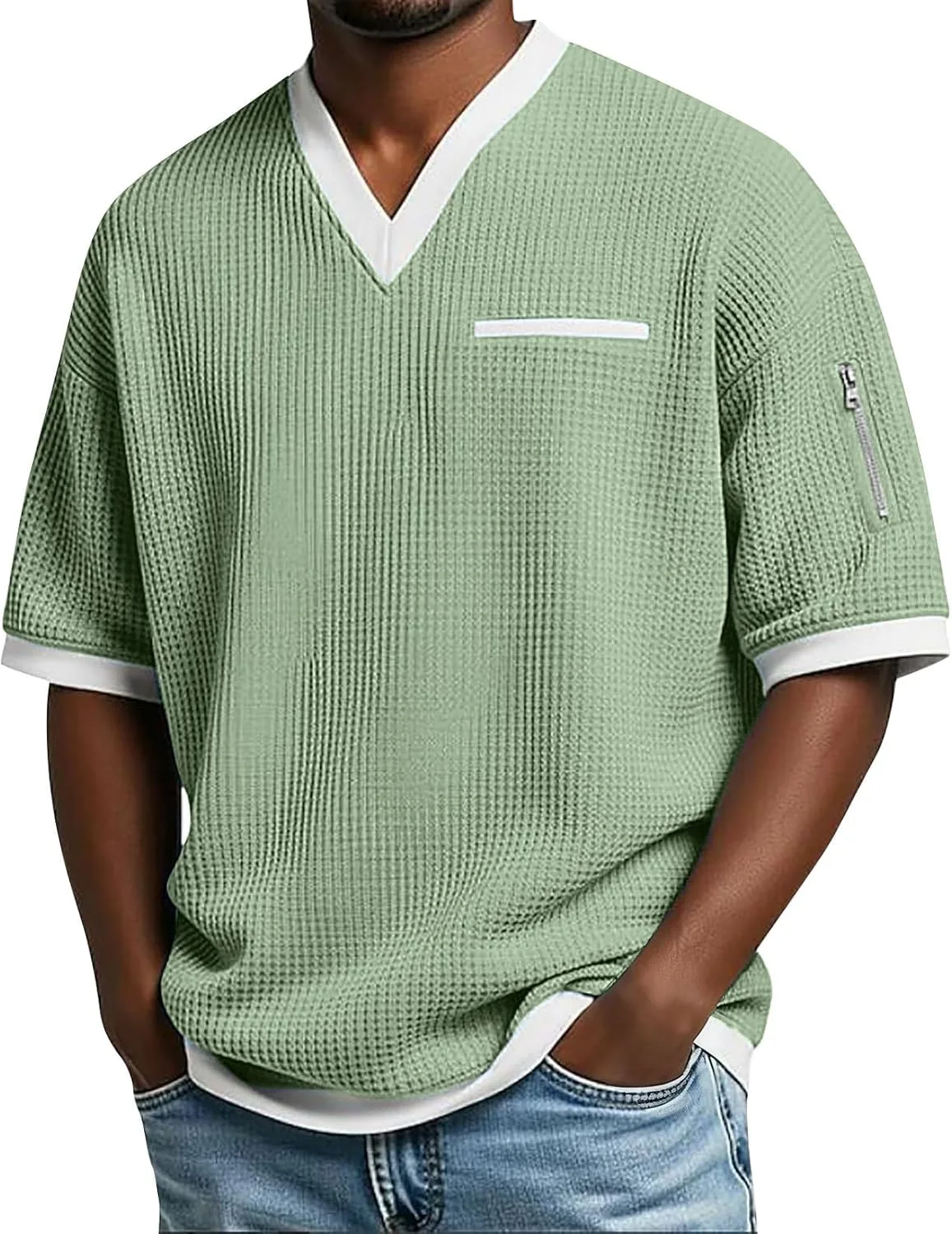 

Мужская футболка V-образным вырезом с карманами Sdeycui