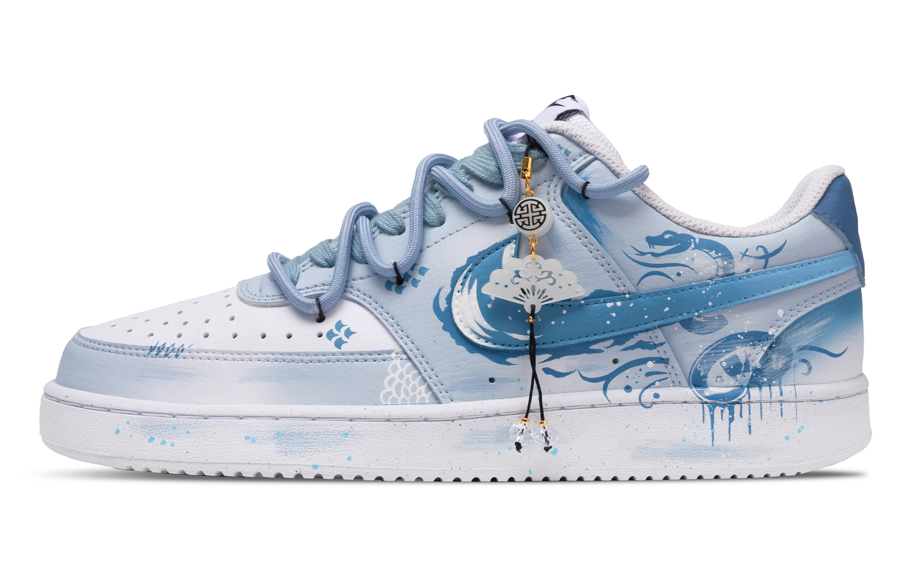 

Nike Кроссовки Court Vision 1 Serpent Of The Emerald с низким верхом, устойчивые к истиранию и скольжению, мужские, сине-белые