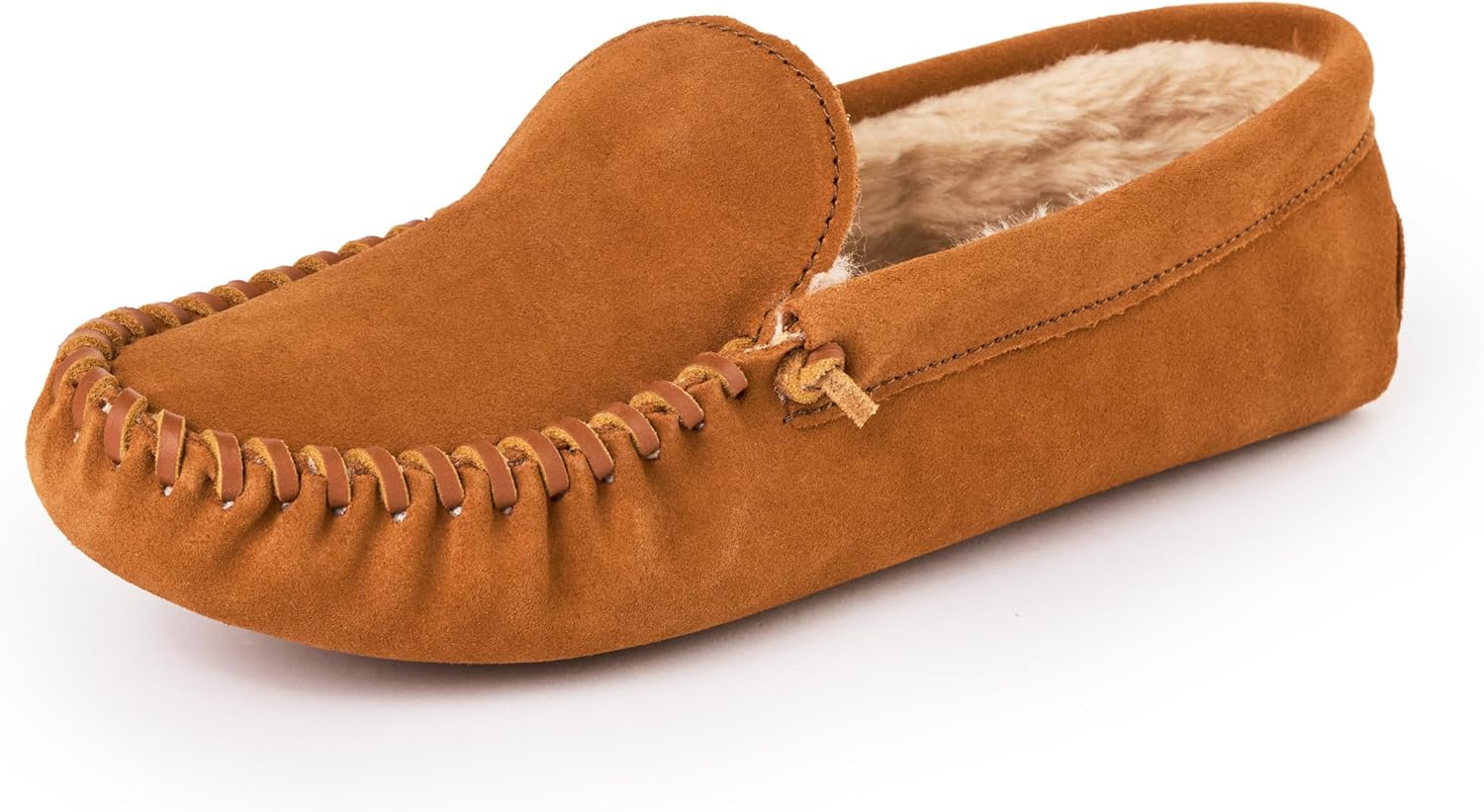 

Мужские тапочки Minnetonka с ворсистой подкладкой и мягкой кожаной подошвой, коричневый