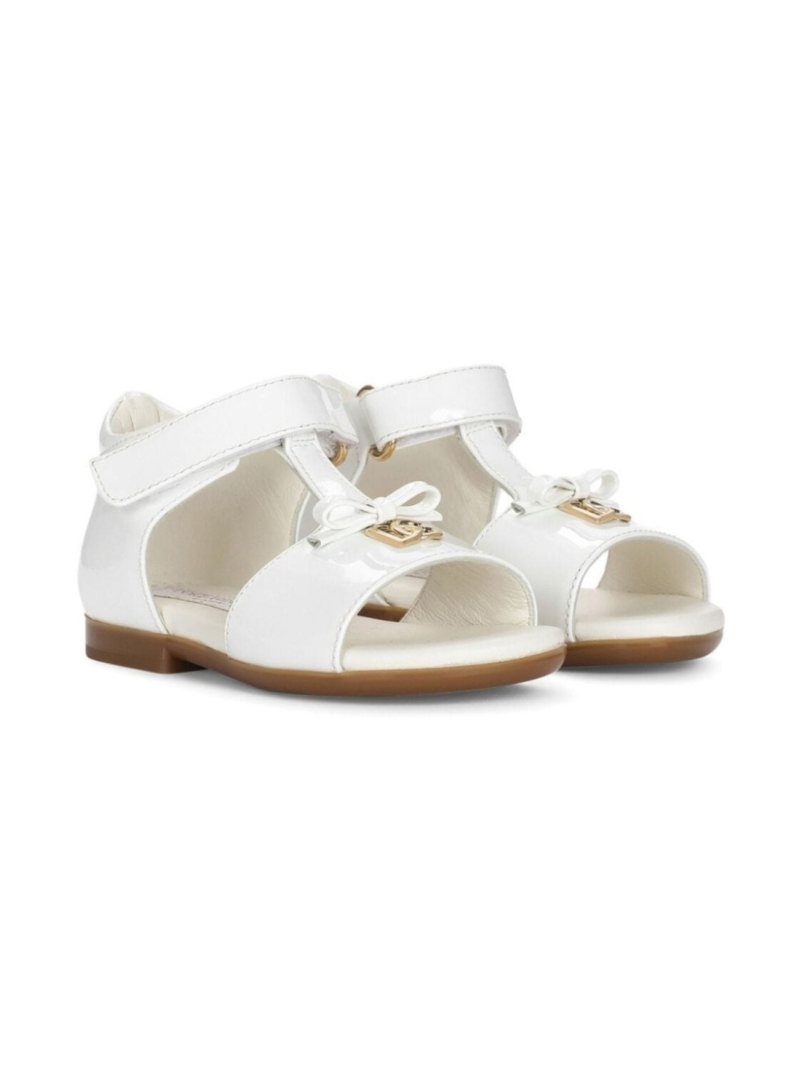 

Dolce & Gabbana Kids лакированные босоножки First Steps, белый