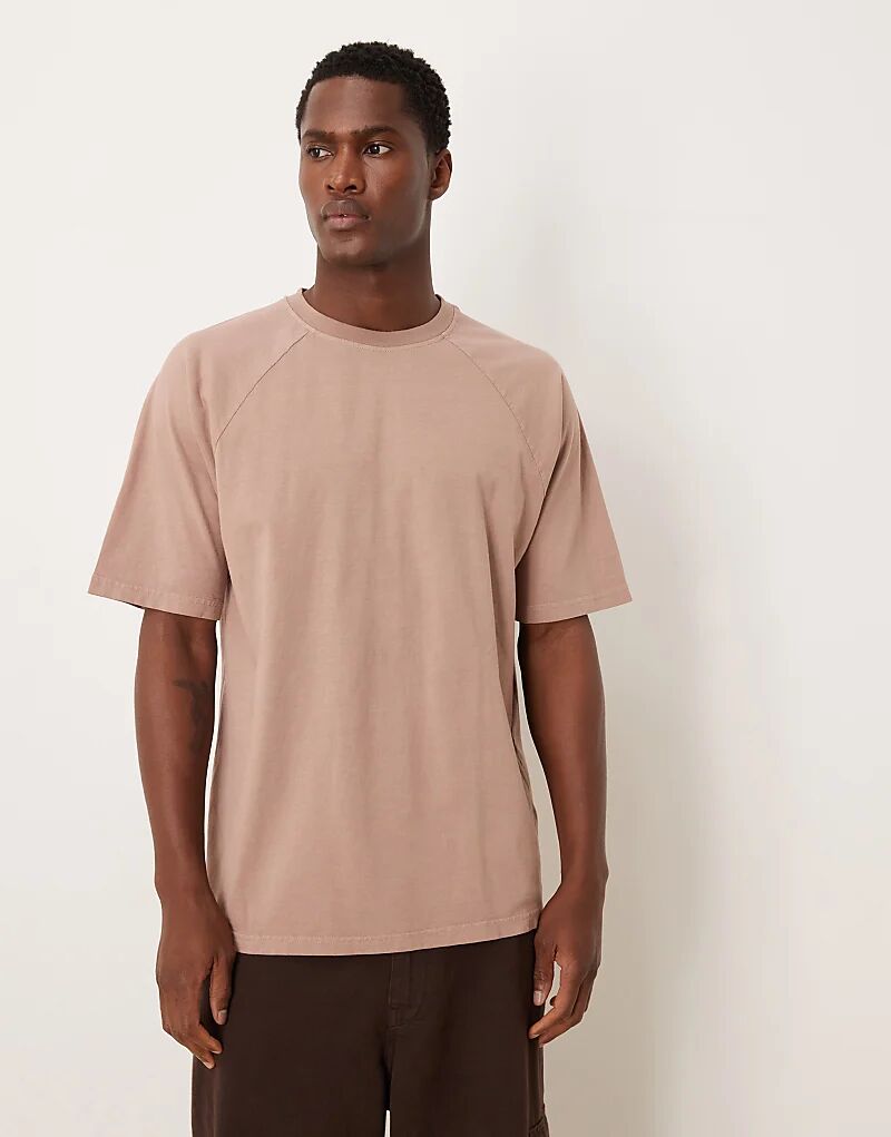 

Плотная свободная футболка ASOS DESIGN с рукавами реглан розового цвета