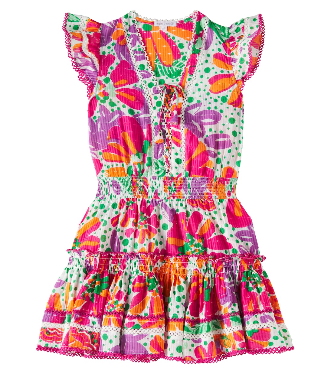 

Платье из хлопка Anais с цветочным принтом и рюшами Poupette St Barth Kids, Pink Artistic Flower Afi